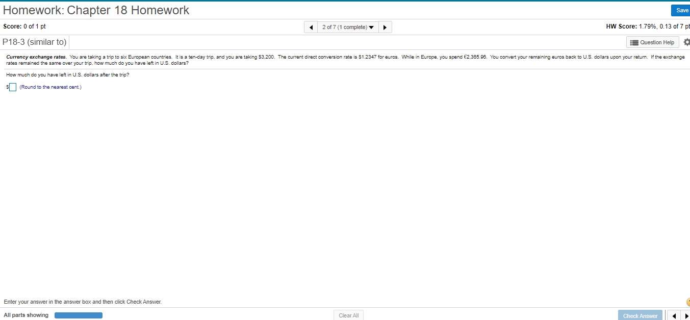 0 of 1 pt 1 of 7 (0 complete) P18-1 (similar to)