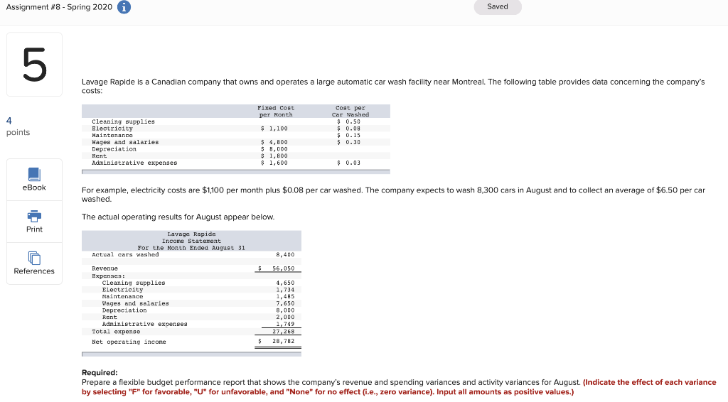 Assignment #8 - Spring 2020 A Saved Lavage Rapide is a