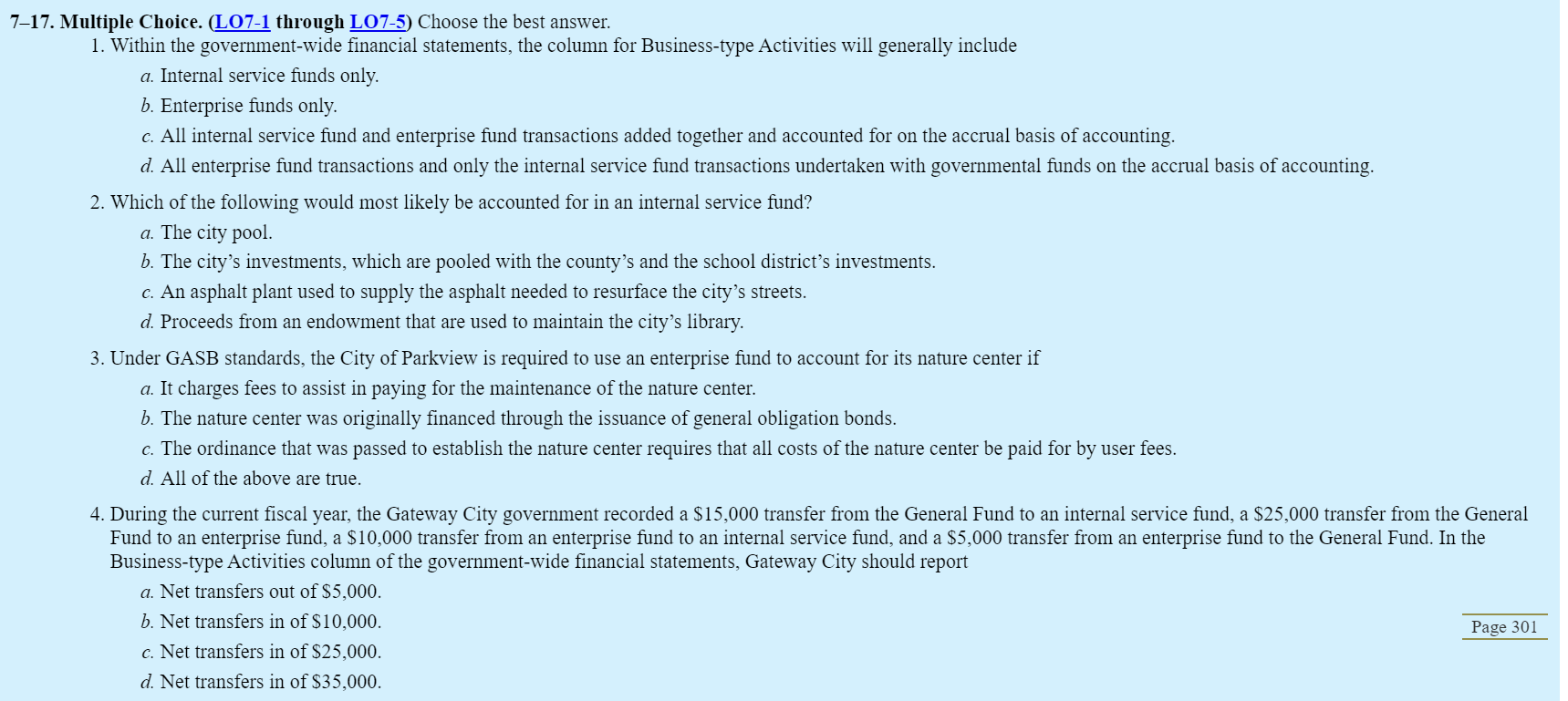 717. Multiple Choice. (L07-1 through L07-5) Choose the best answer. 1.