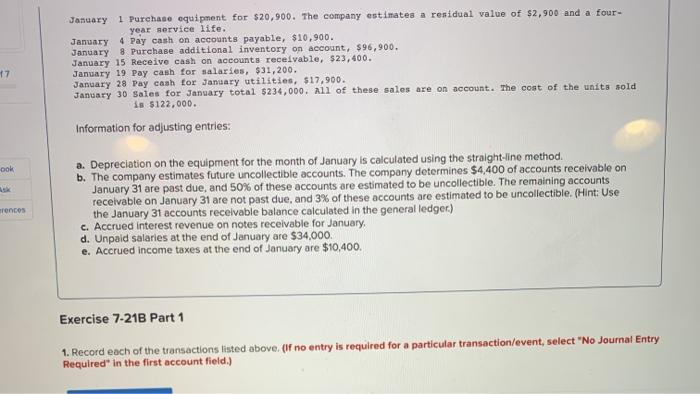 7-7) [The following information applies to the questions displayed below) On January