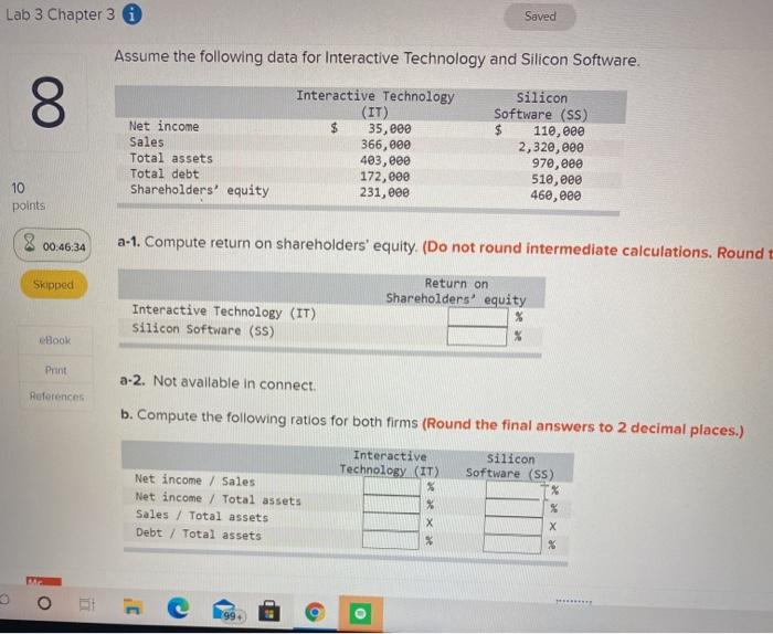  Lab 3 Chapter 36 Saved Assume the following data for Interactive