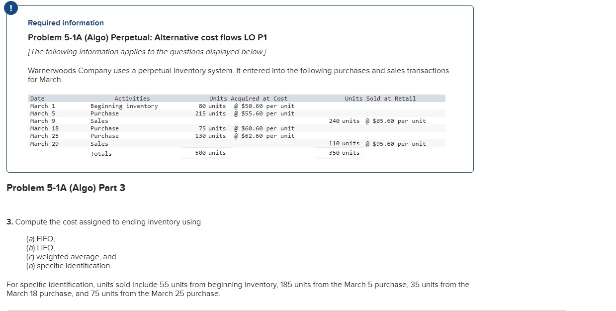  Problem 5-1A (Algo) Perpetual: Alternative cost flows LO P1 Skip to