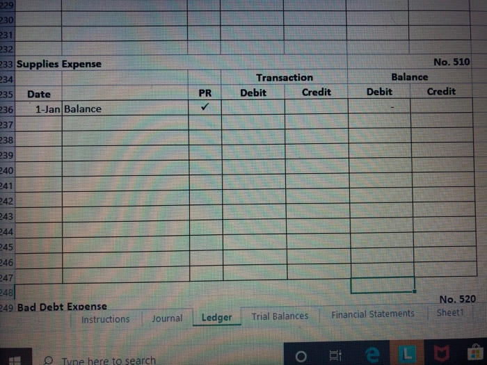 of supplies remain unused at year end. 2. Calculated and recorded the