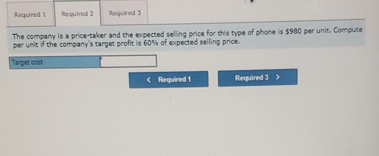 cost LO P6 Techcom is designing a new smartphone. Each unit of