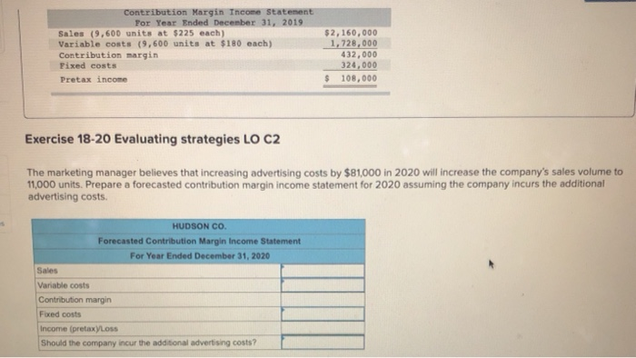  Contribution Margin Income Statement For Year Ended December 31, 2019 Sales