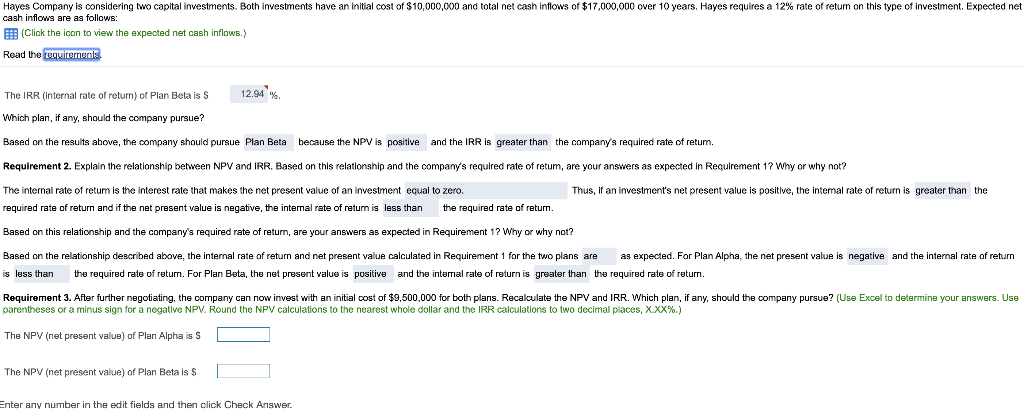 1,700,000 Plan Beta 1,700,000 2,300,000 1. Use Excel to compute the NPV
