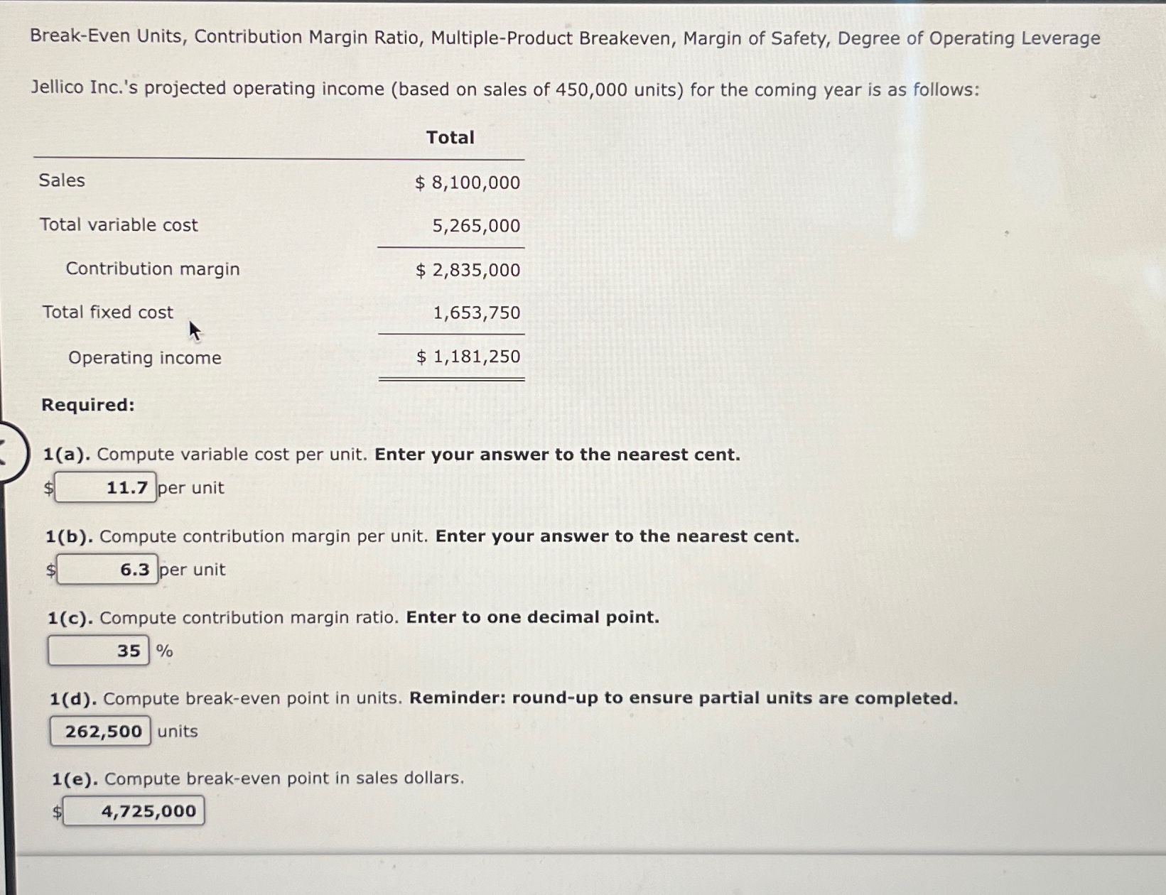  Break-Even Units, Contribution Margin Ratio, Multiple-Product Breakeven, Margin of Safety, Degree