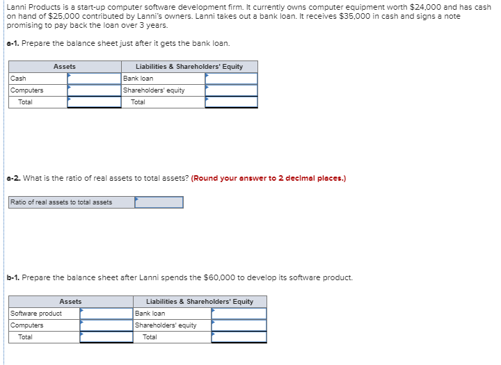  please bold answers Lanni Products is a start-up computer software development