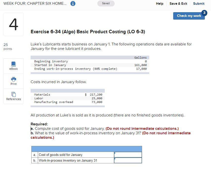  WEEK FOUR: CHAPTER SIX HOME... Saved Help Save & Exit Submit