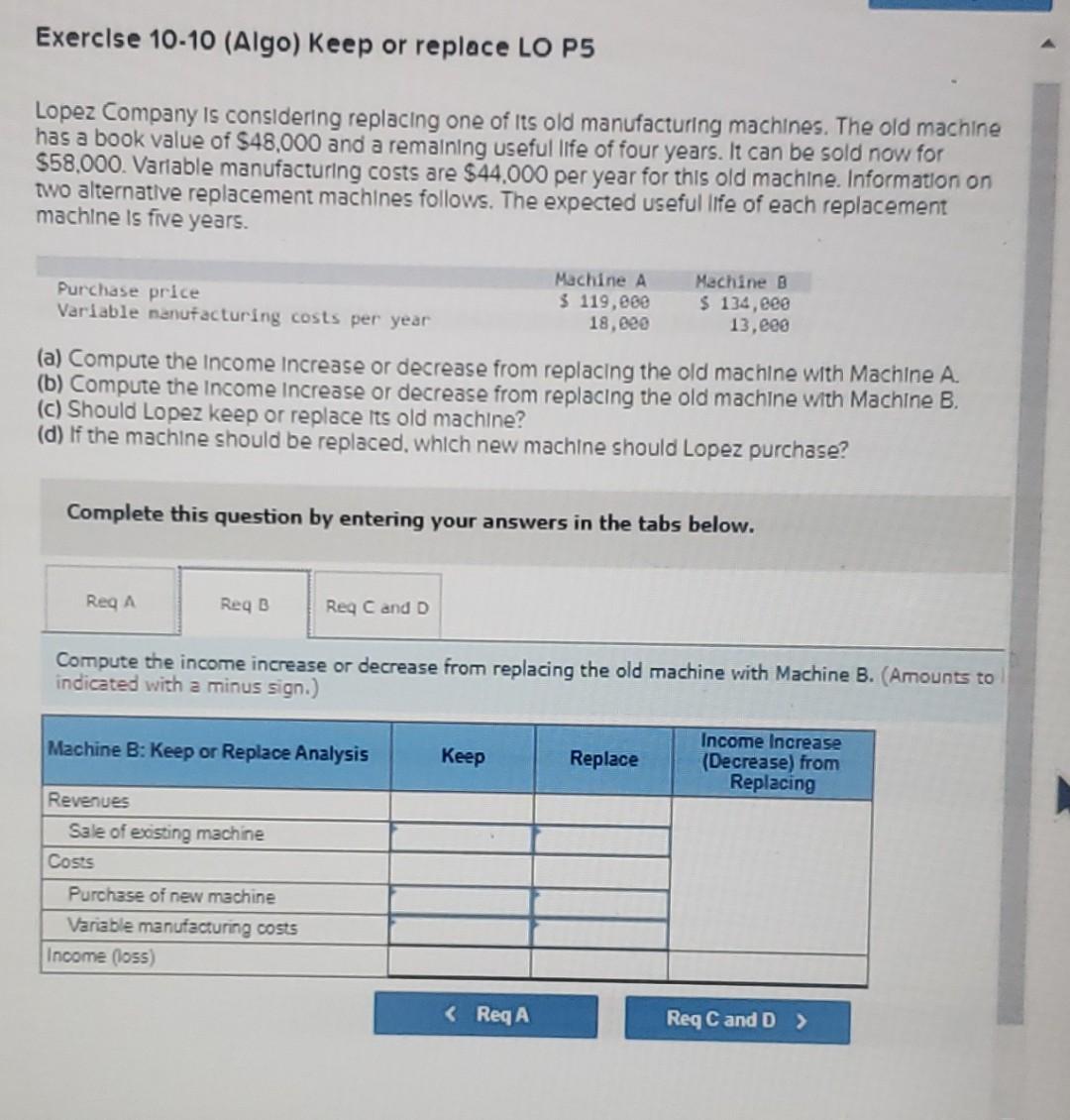 considering replacing one of its old manufacturing machines. The old machine has