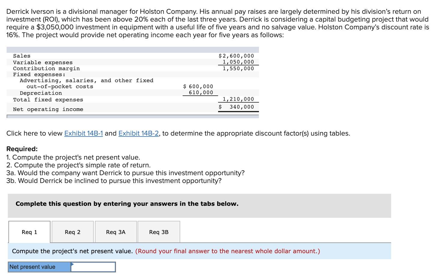 Also: Compute the project's simple rate of return. Would the company