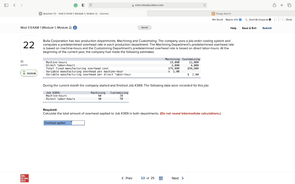  D> G ezto.mheducation.com G + M Question 22 - Mad 2