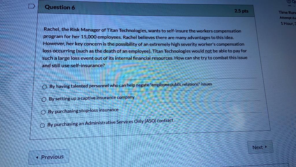 Please help ASAP! OQL Question 6 2.5 pts Time Run Attempt