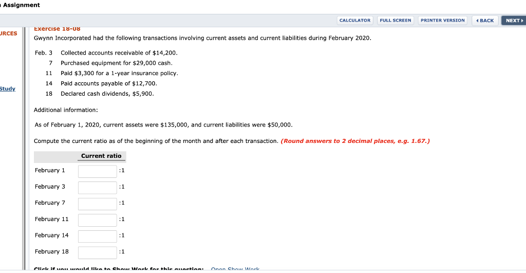 Assignment FULL SCREEN PRINTER VERSION BACK NEXT CALCULATOR Exercise 18-08 Gwynn