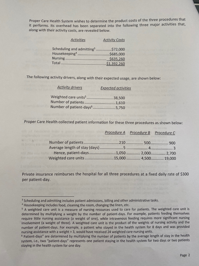  I need help with a, b, and c Proper Care Health