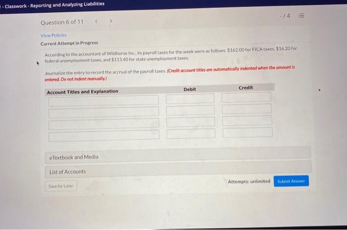  - Classwork - Reporting and Analyzing Liabilities - / 4 E