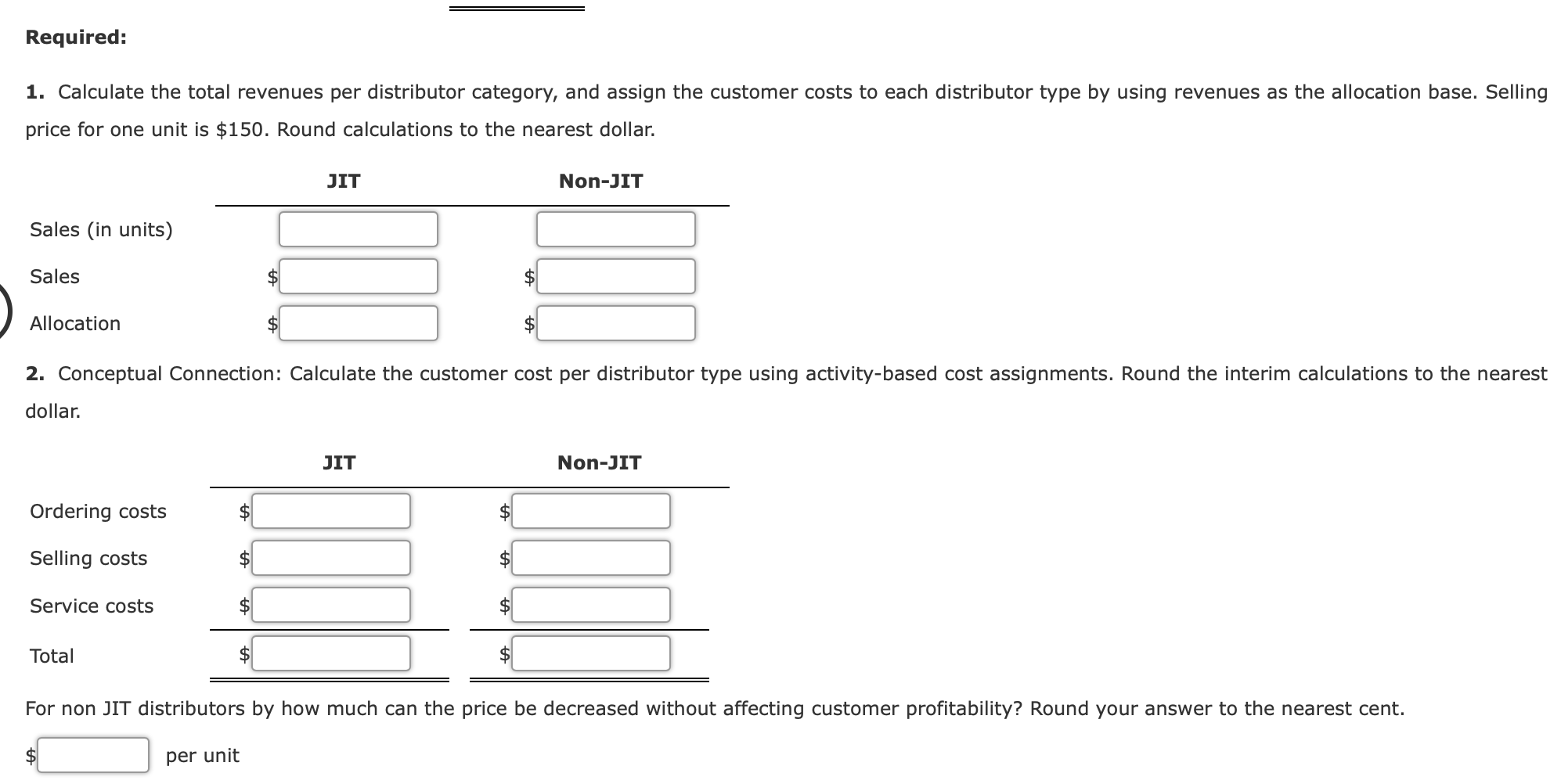 distributors: JIT distributors and non-JIT distributors. The JIT distributor places small, frequent