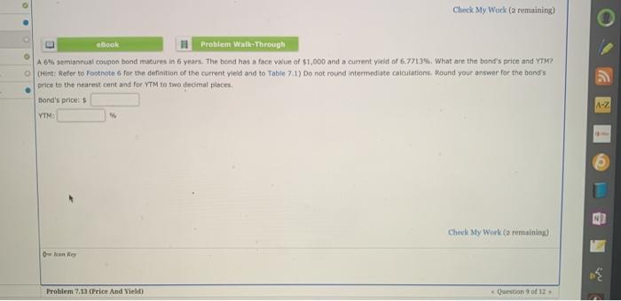  Check My Work (2 remaining) ebook Problem Walk-Through A6% semiannust coupon