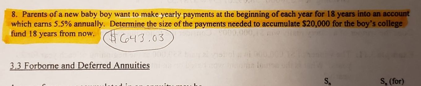  The correct answer to the problem is provided and circled, I