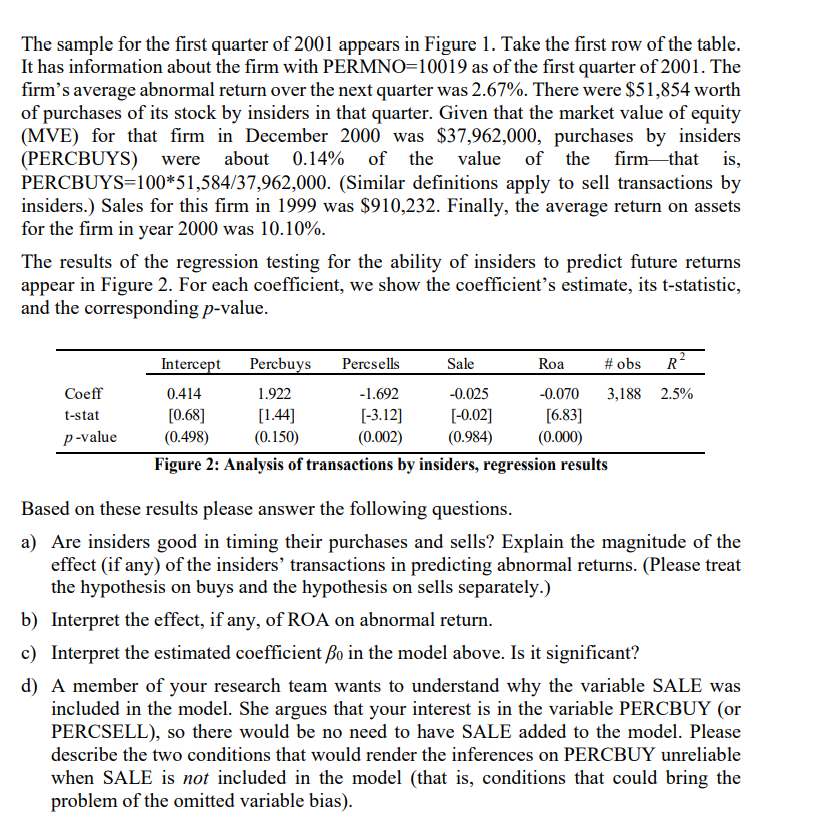 the following: AR, = Be + B,PERCBUYS+B_PERCSELLS; + B,SALE; +B_RO, + &;