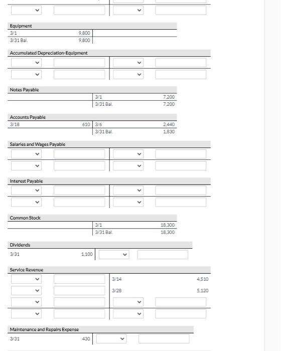 March 1, 2022. During March the following transactions were completed Mar 1