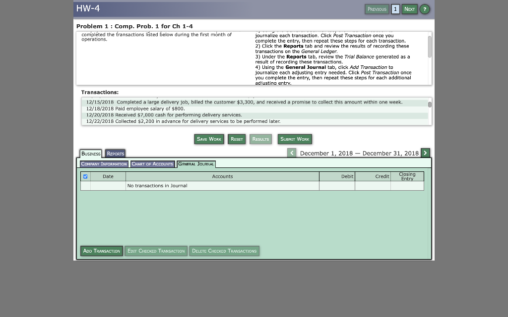 for Ch 1-4 Background: Assignment: Murphy Delivery Services began operation on December