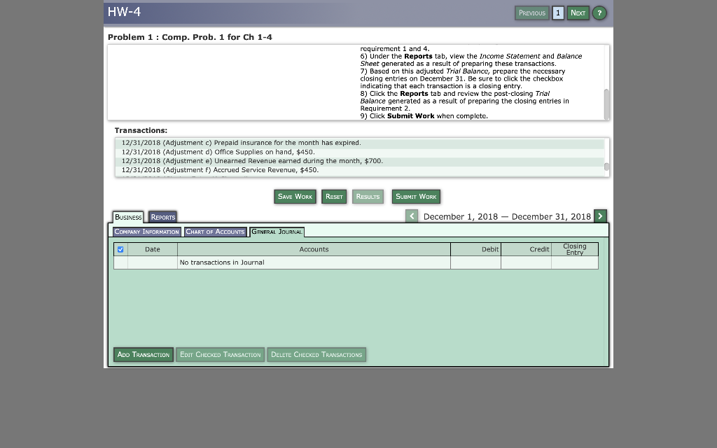 each transaction. Click Post Transaction once you operations. complete the entry, then