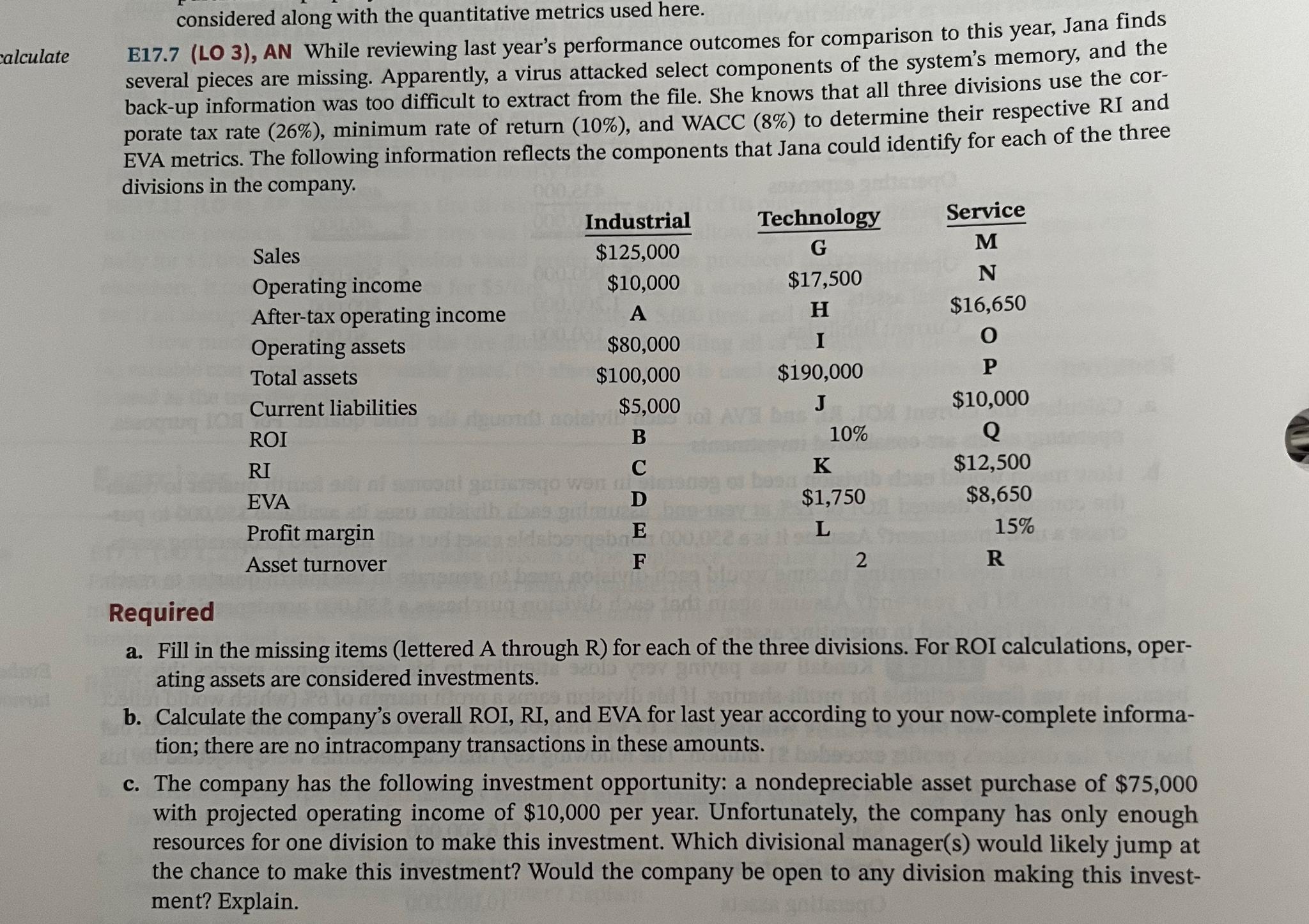  Please please provide correct answer, E17.7(LO 3), AN While reviewing last