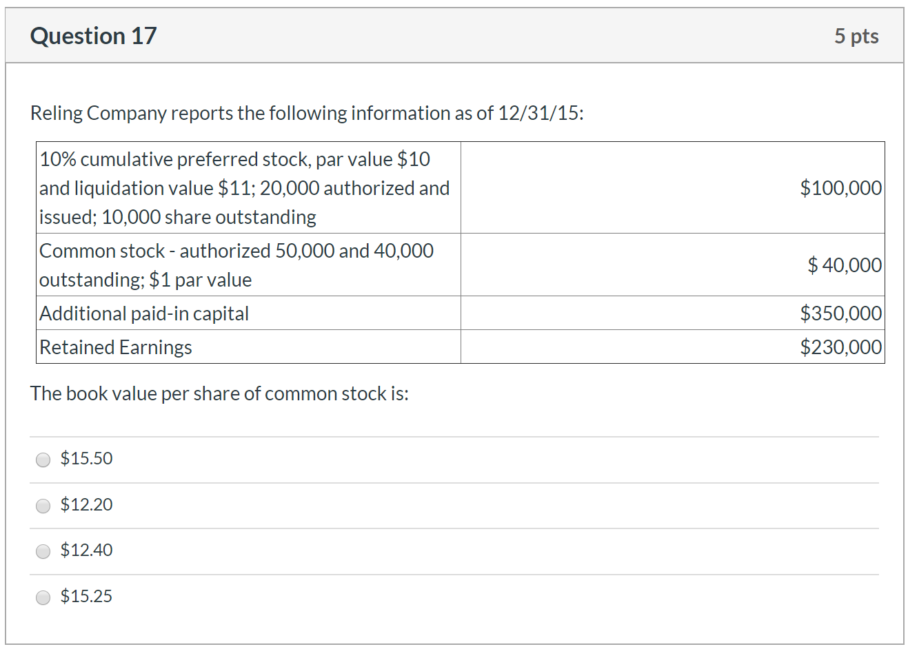 Please solve for multiple choice in the image. Question 17 5