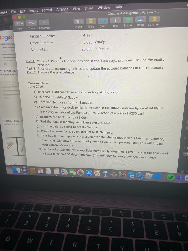 Chapter 4 Assignment Version C lo Collabore 125% Zoom Text Comment Insert