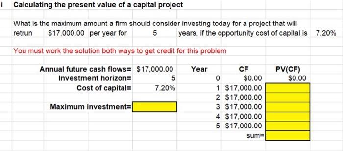 NPV, profitability Index Pl, and payback A capital project has an initial