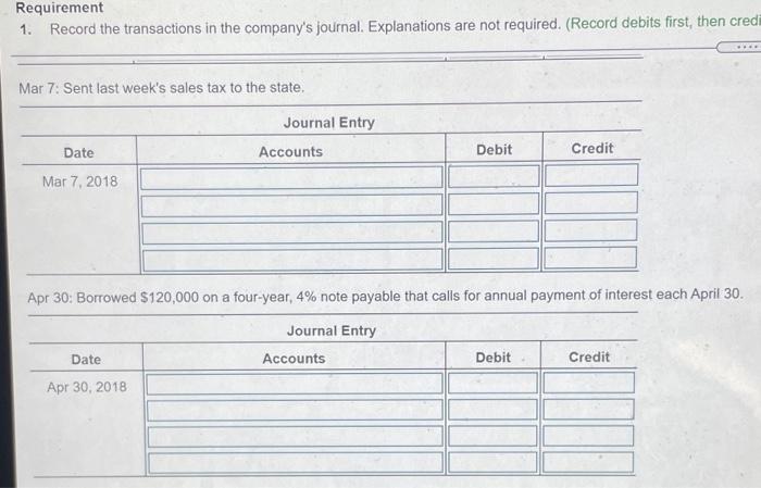00 AC 2018 Feb 3 Purchased equipment for $30,000, signing a six-month,