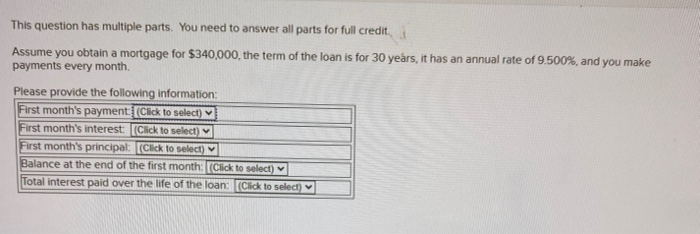 This question has multiple parts. You need to answer all parts