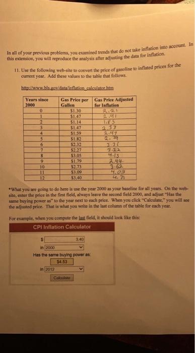 ANSWER ALL PLEASE!! In all of your previous problems, you examined trends