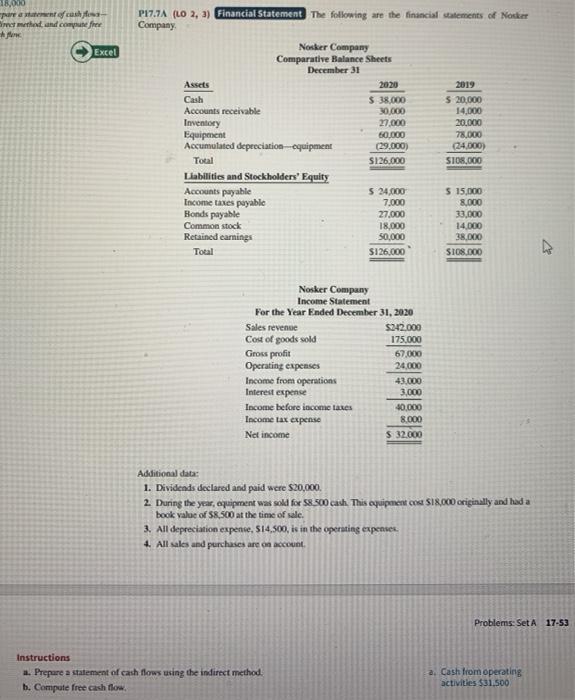  Please answer instructions a. and b. for P17.7A and instructions a.