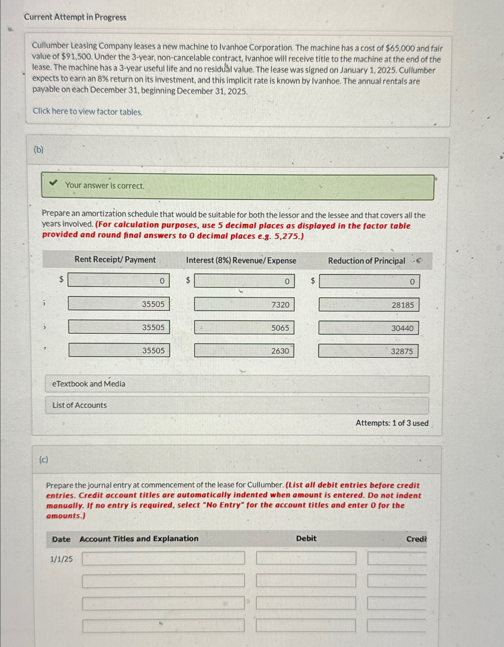  Current Attempt in Progress Cullumber Leasing Company leases a new machine