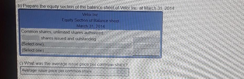 2014, theil first month ot operations, the following selected transactions occurred' March