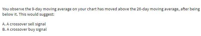  You observe the 9-day moving average on your chart has moved