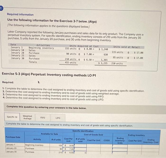 can i get help ! Required information Use the following information for