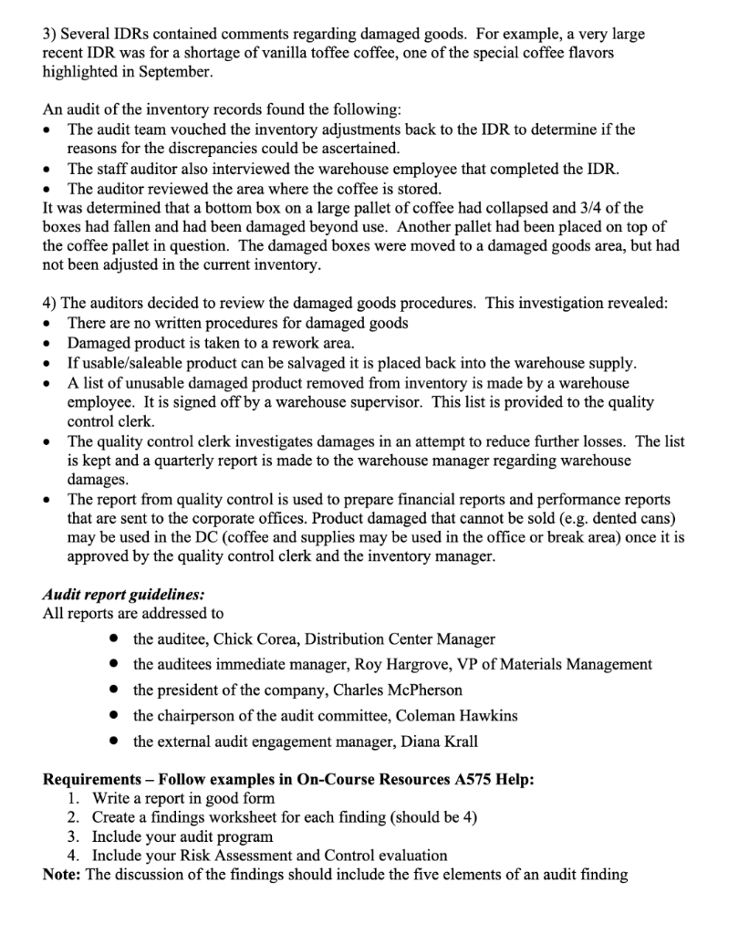  Question: Complete the audit report with the given instructions? 3) Several