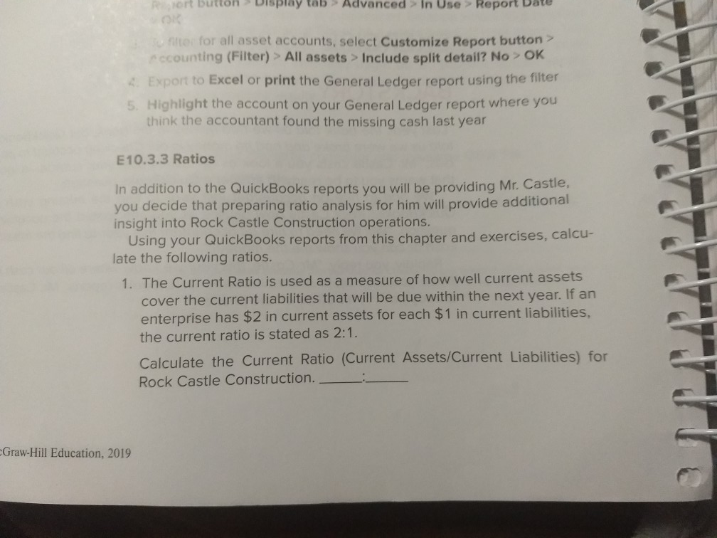  ort Button Display tab > Advanced > In Use > Report