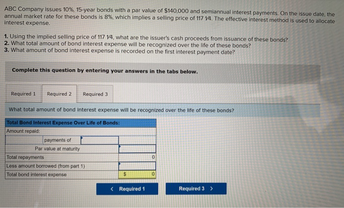  ABC Company issues 10%, 15-year bonds with a par value of