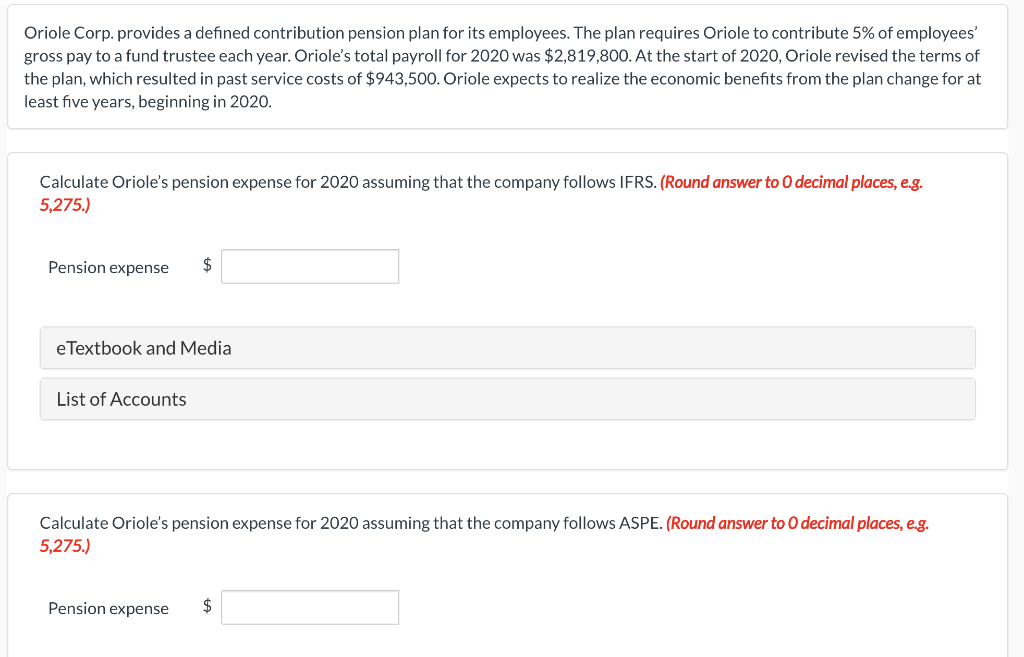 Oriole Corp. provides a defined contribution pension plan for its employees.