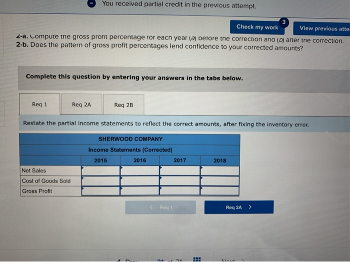 in the previous attempt. Check my work View previous attempt Partial income