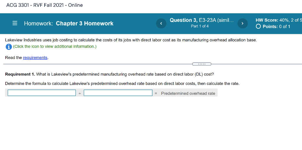 ACG 3301 - RVF Fall 2021 - Online = Homework: Chapter