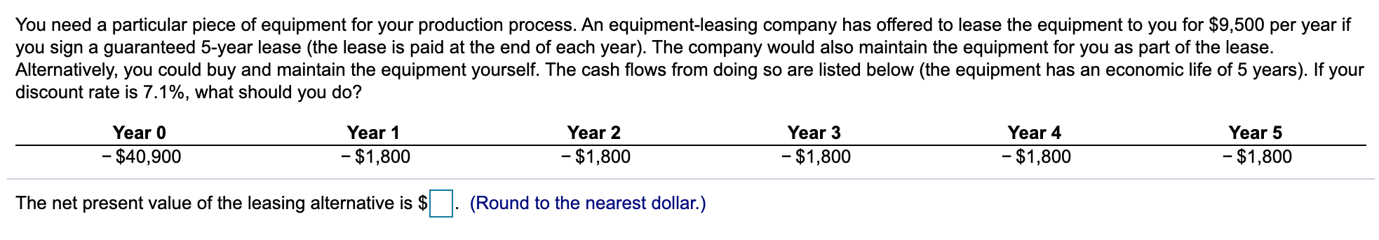 require the same initial investment of $10.5 million. Investment A will generate