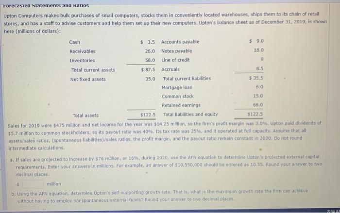  6.0 15.0 Forecasted Statements and Karios Upton Computers makes bulk purchases