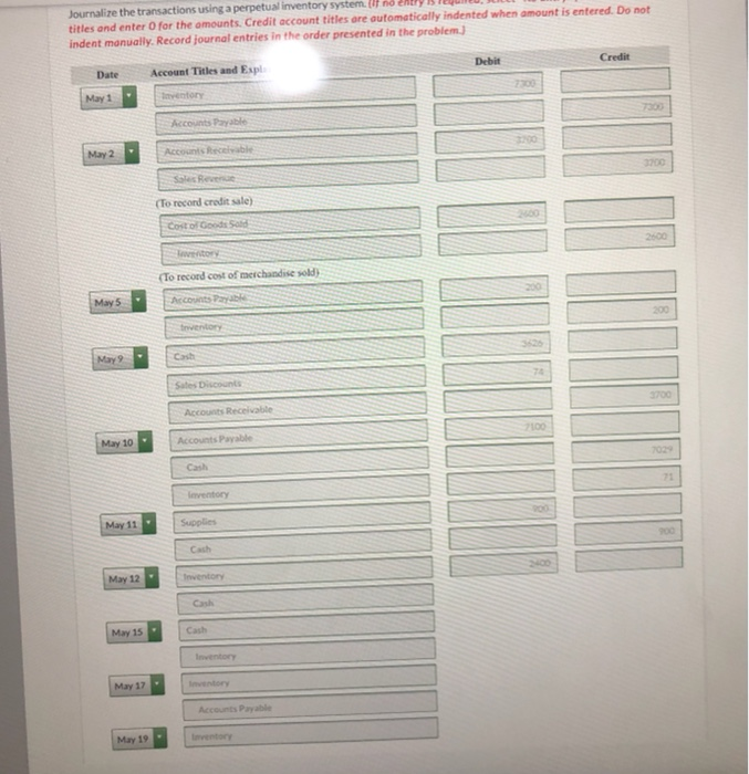 completed the following merchandising transactions in the month of May. At the