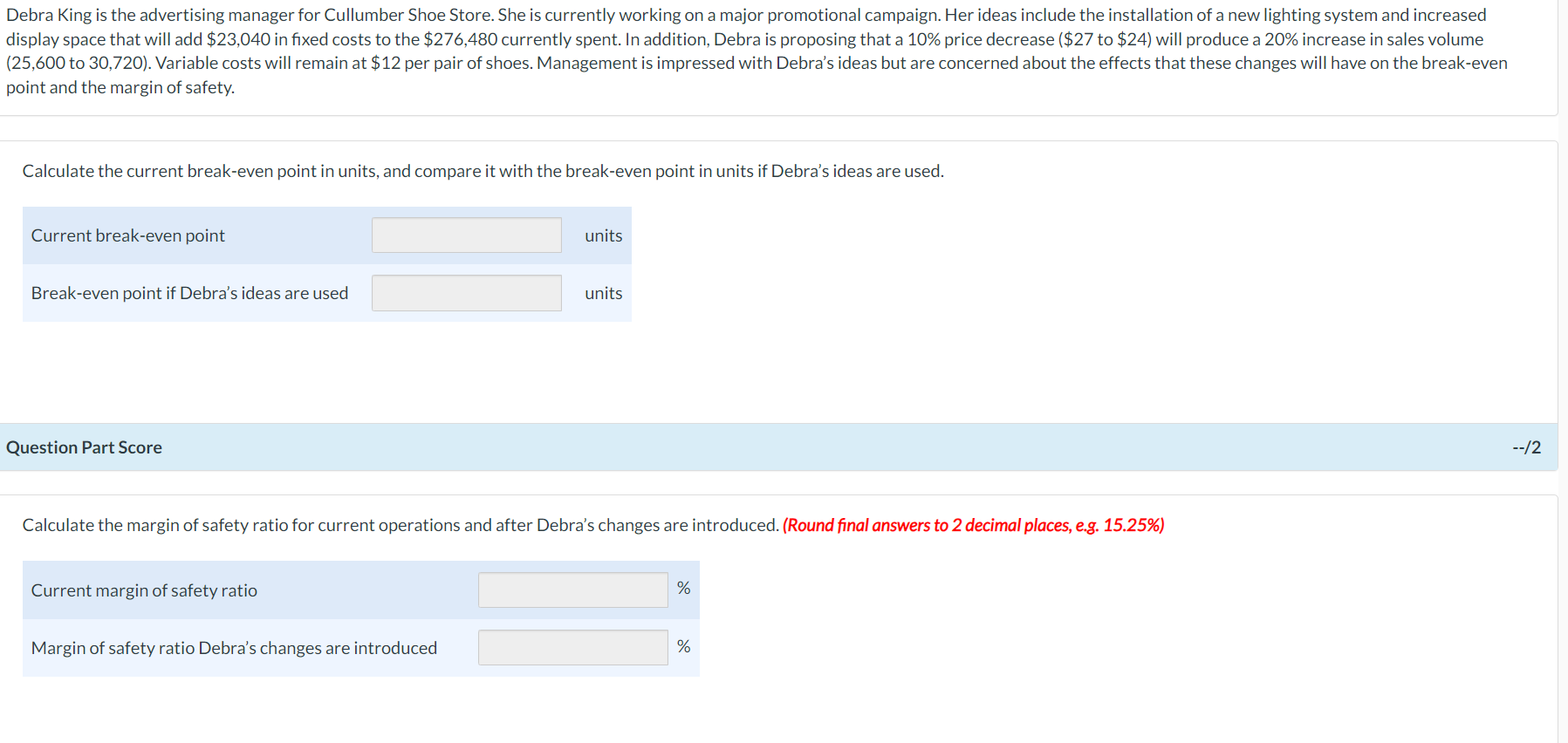 Debra King is the advertising manager for Cullumber Shoe Store. She is