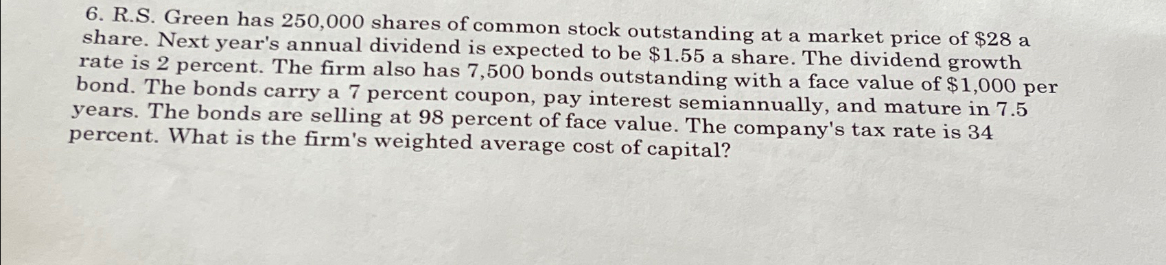  R.S. Green has 250,000 shares of common stock outstanding at a